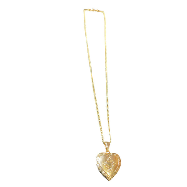 Goldfill Vintage Heart Locket Dainty Cuban Link Chain Necklace 20"