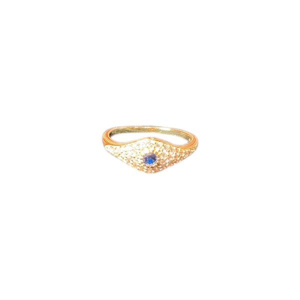925 Pave Evil Eye Sapphire Ring