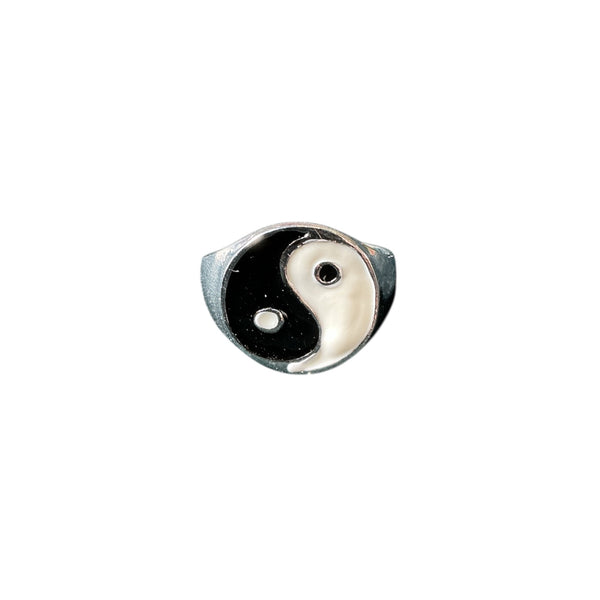 Enamel Ying Yang Signet Ring