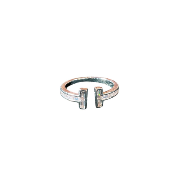 Tiffany Style T Open CZ ring- Silver