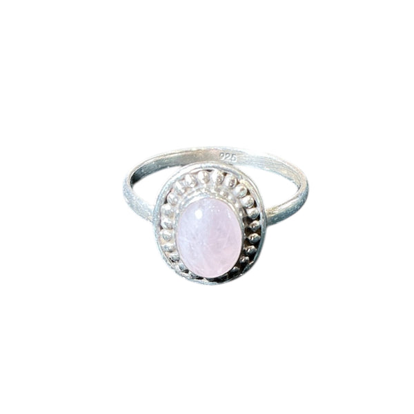 Silver Quartz Boho Oval Ring