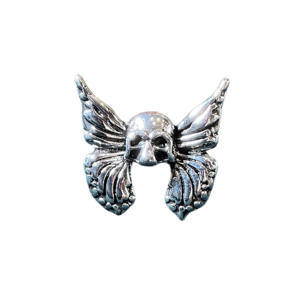 Skull Butterfly Goth Biker Ring - Silver