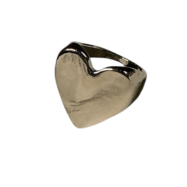 Chunky Silver Heart Signet Ring
