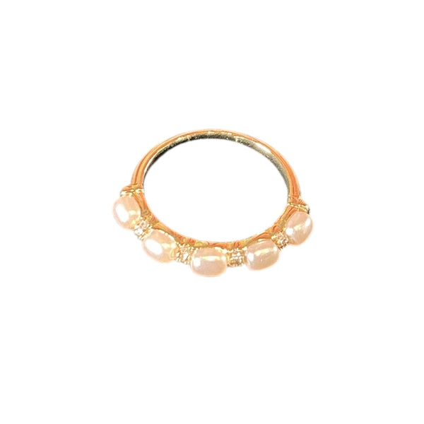 Dainty 5 Pearl Gold Plated Ring