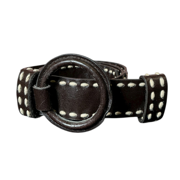 Vintage 1970s Contrast Leather Stitch Belt