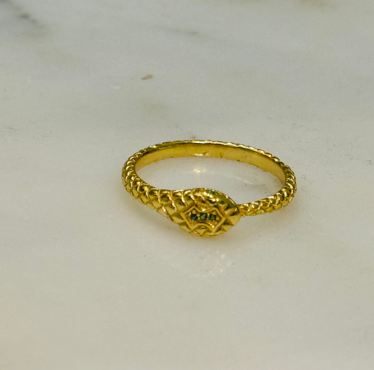 925 Sterling Silver Snake Gold Plated Band Ring