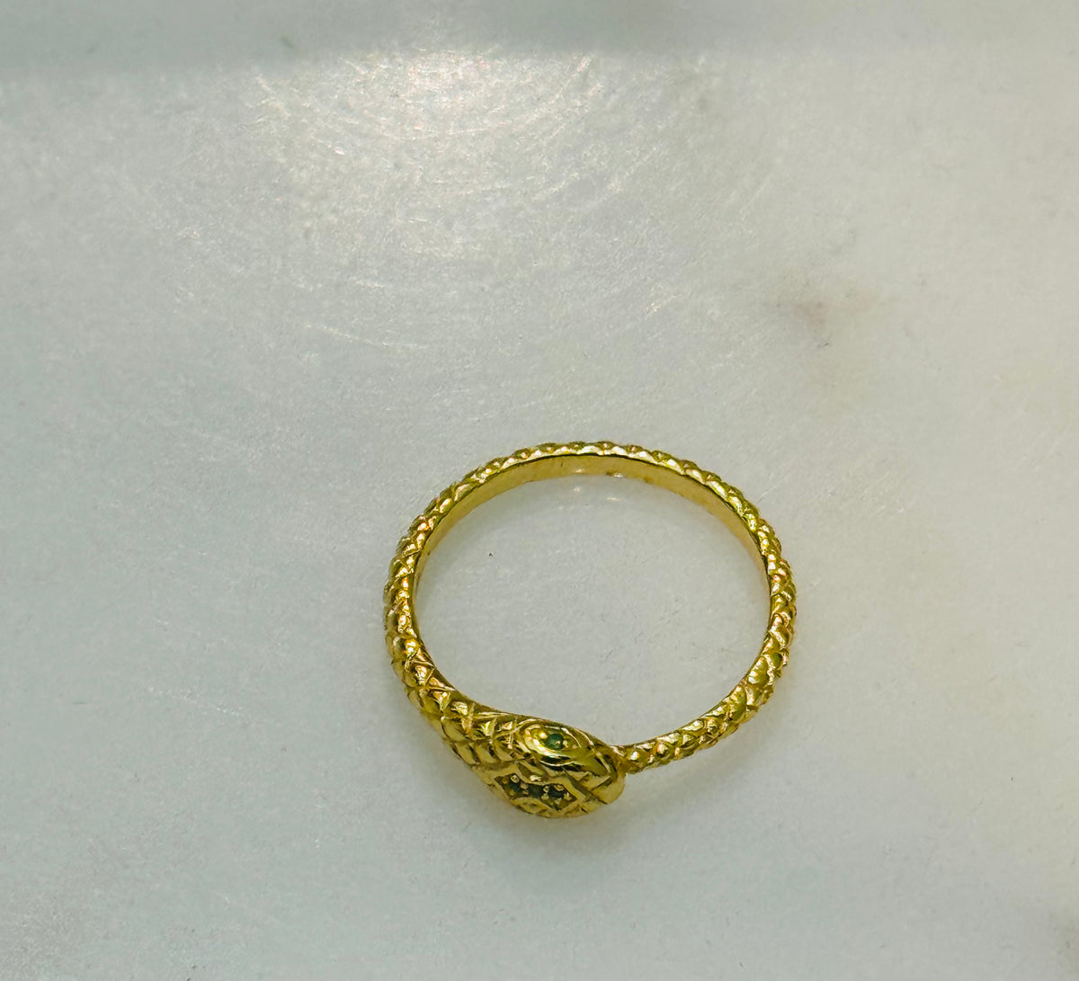 925 Sterling Silver Snake Gold Plated Band Ring