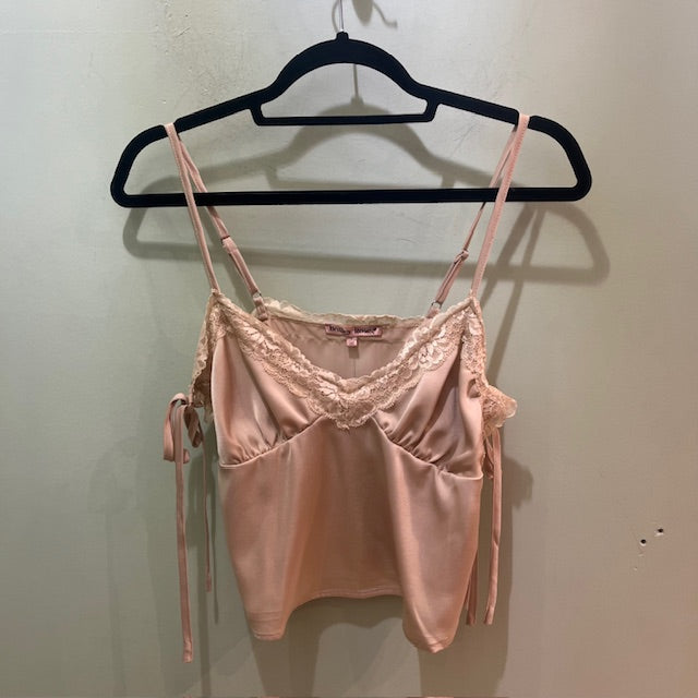 Leticia Satin Crop Cami Top - Champagne