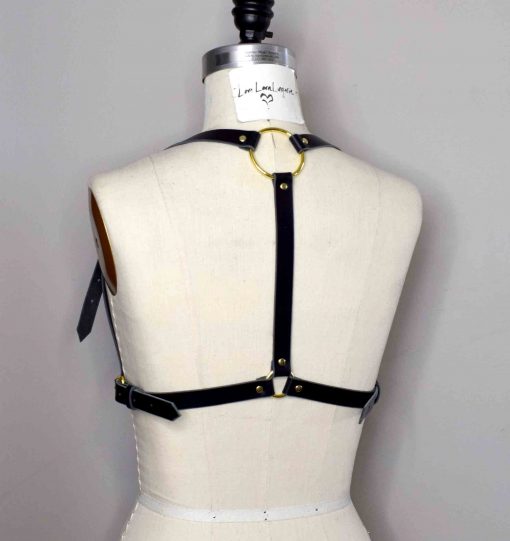 Jay Simple Leather Black Leather Chest Harness