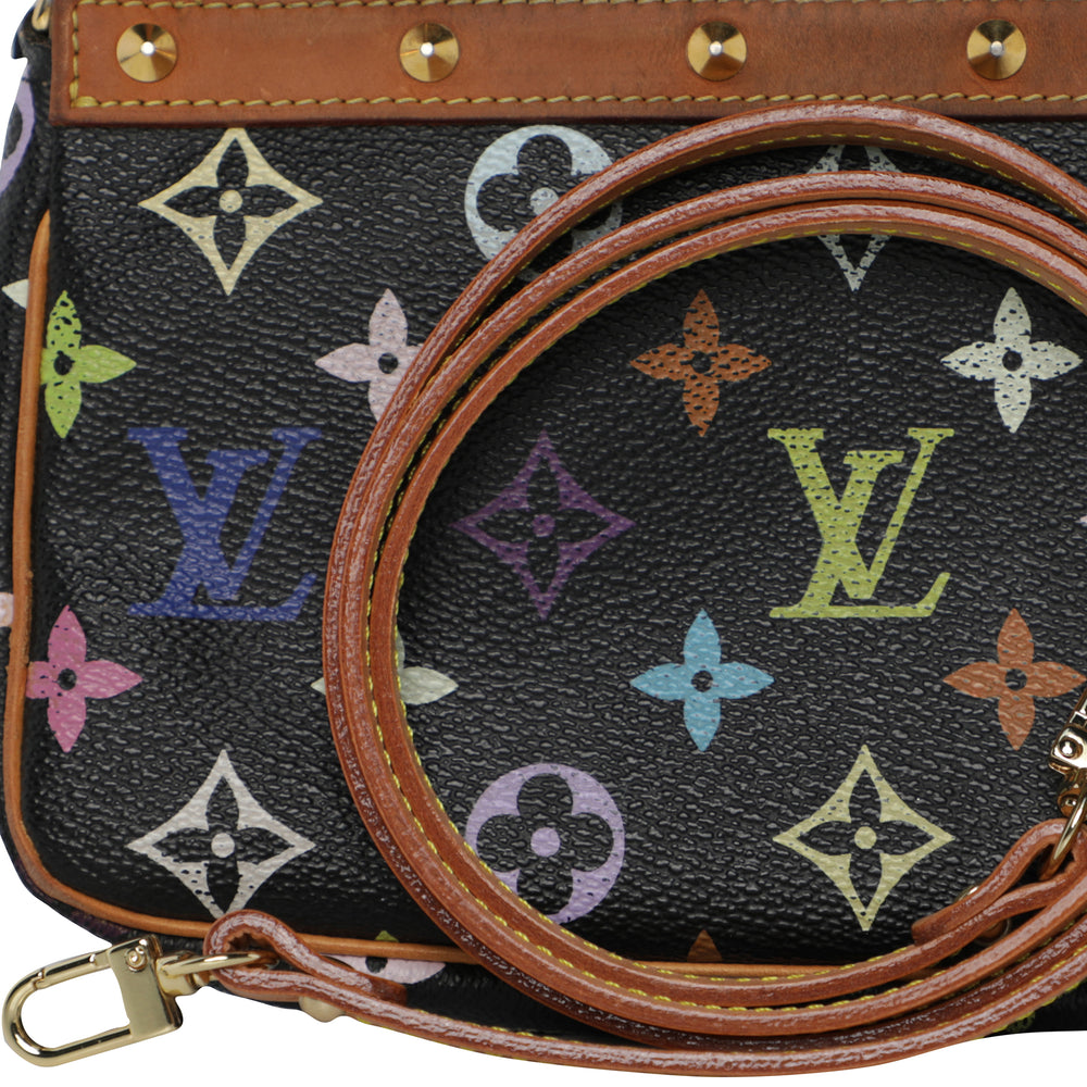 Vtg 2000s Louis Vuitton Takashi Murakami LV Monogram Black Rainbow