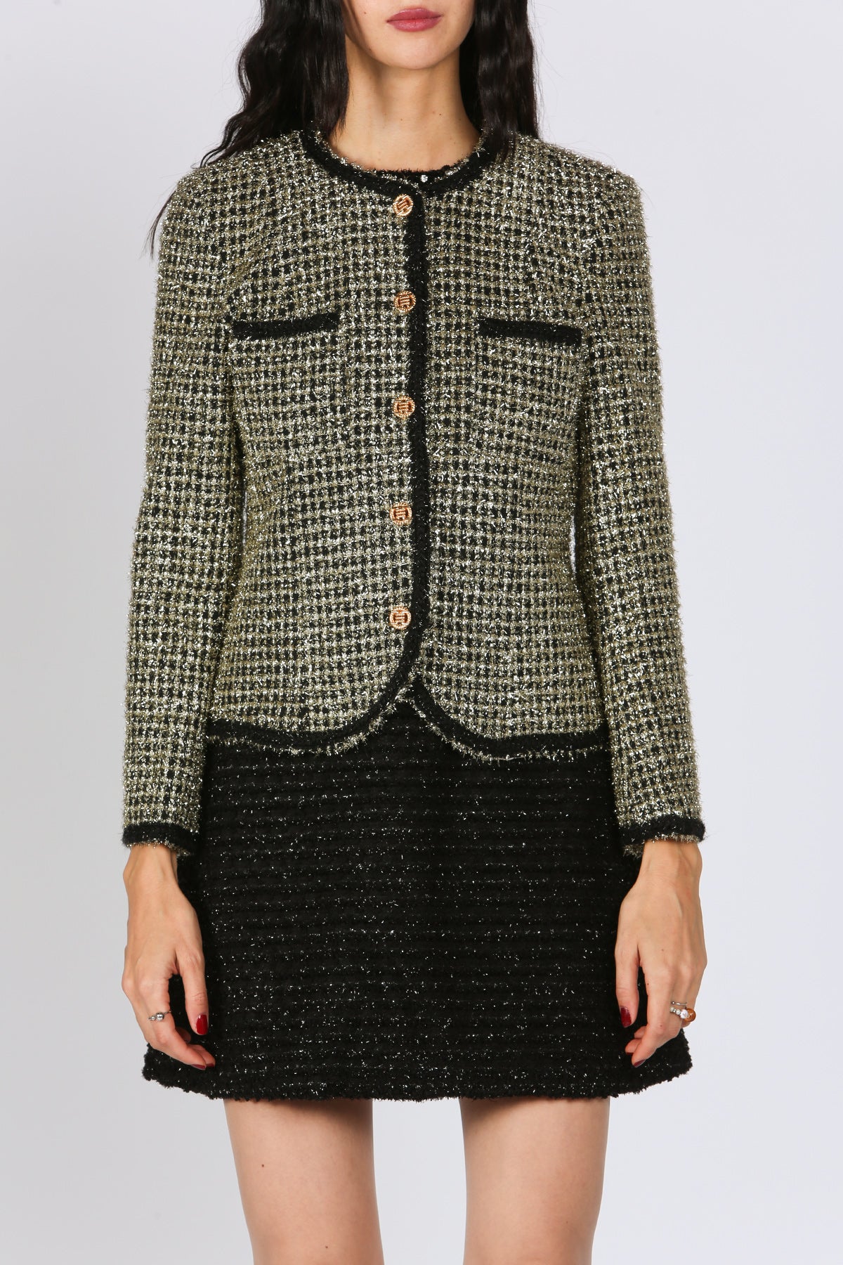 Gabrielle Chanel Style Boucle Tweed Jacket - Gold/Black