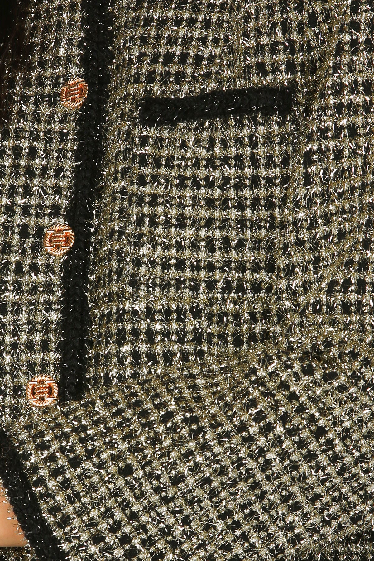 Gabrielle Chanel Style Boucle Tweed Jacket - Gold/Black