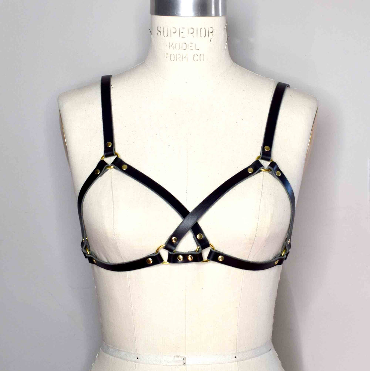 Mono Crossed Strappy Leather Bra Harness