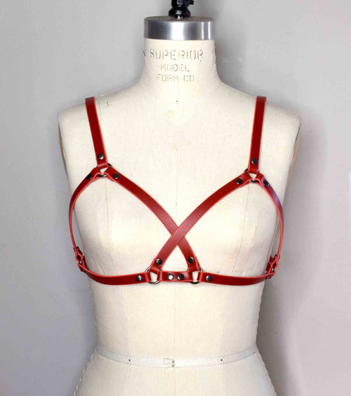 Mono Crossed Strappy Leather Bra Harness