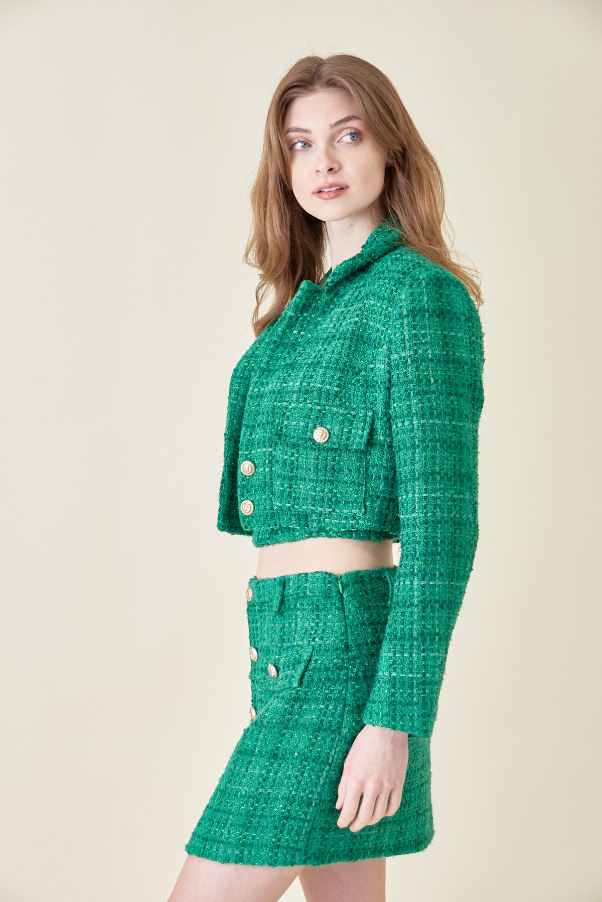 Ivy Boucle Tweed Blazer and Jacket Mini Skirt Set