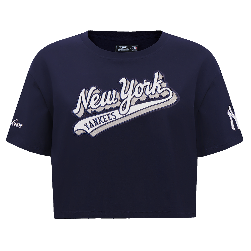 Yankees Embroidery Patch Crop Tee - Navy