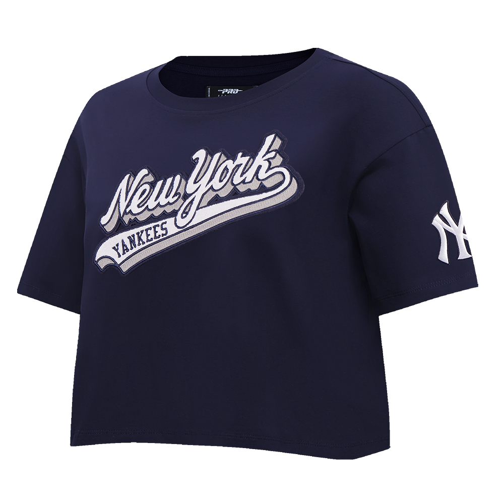 Yankees Embroidery Patch Crop Tee - Navy