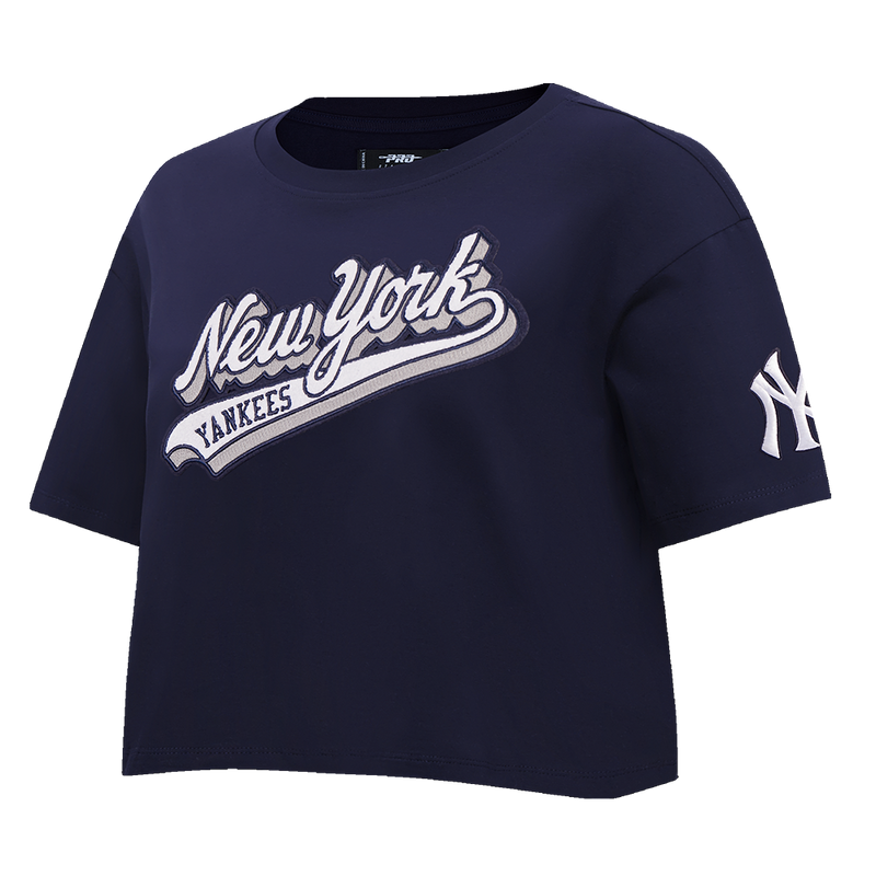 Yankees Embroidery Patch Crop Tee - Navy