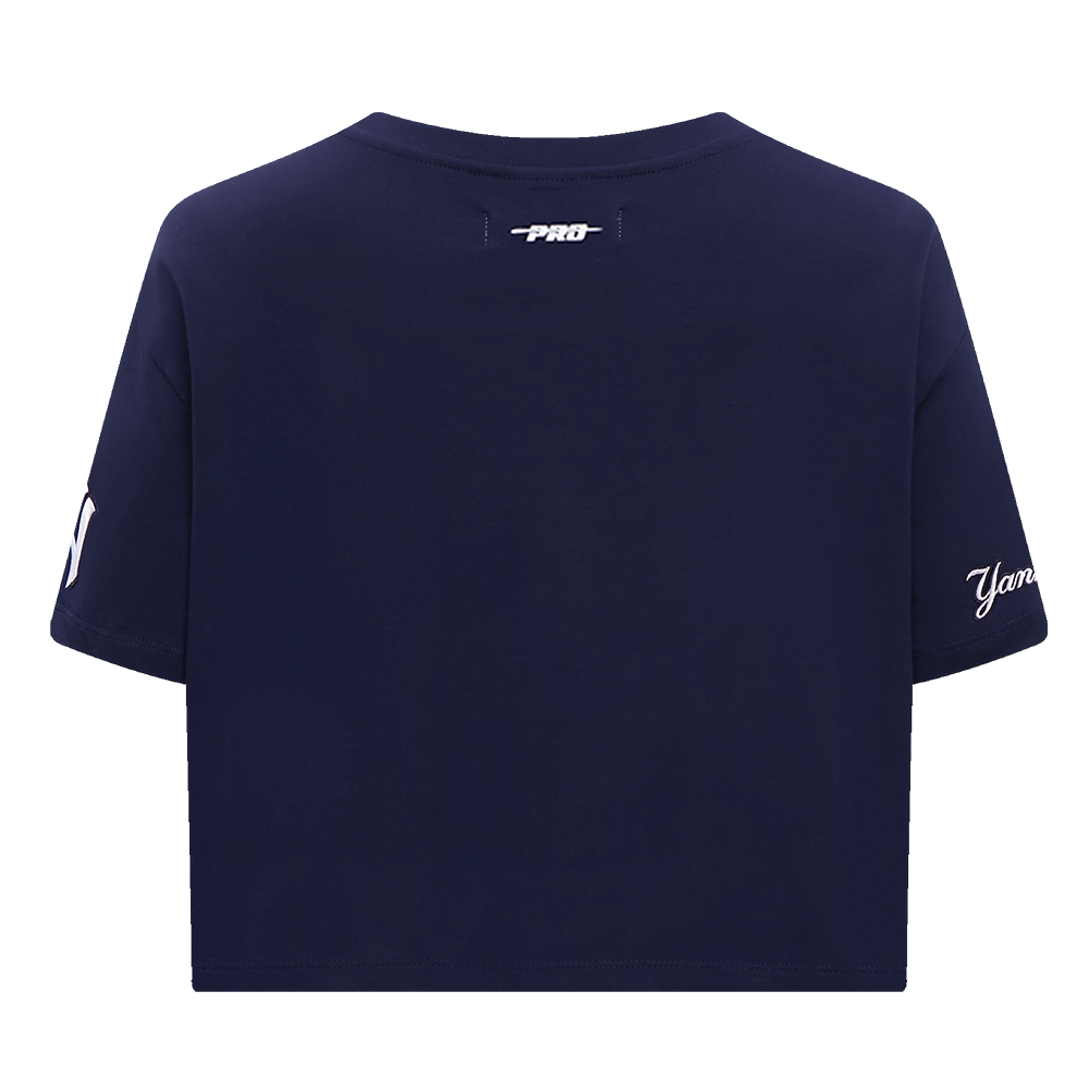 Yankees Embroidery Patch Crop Tee - Navy