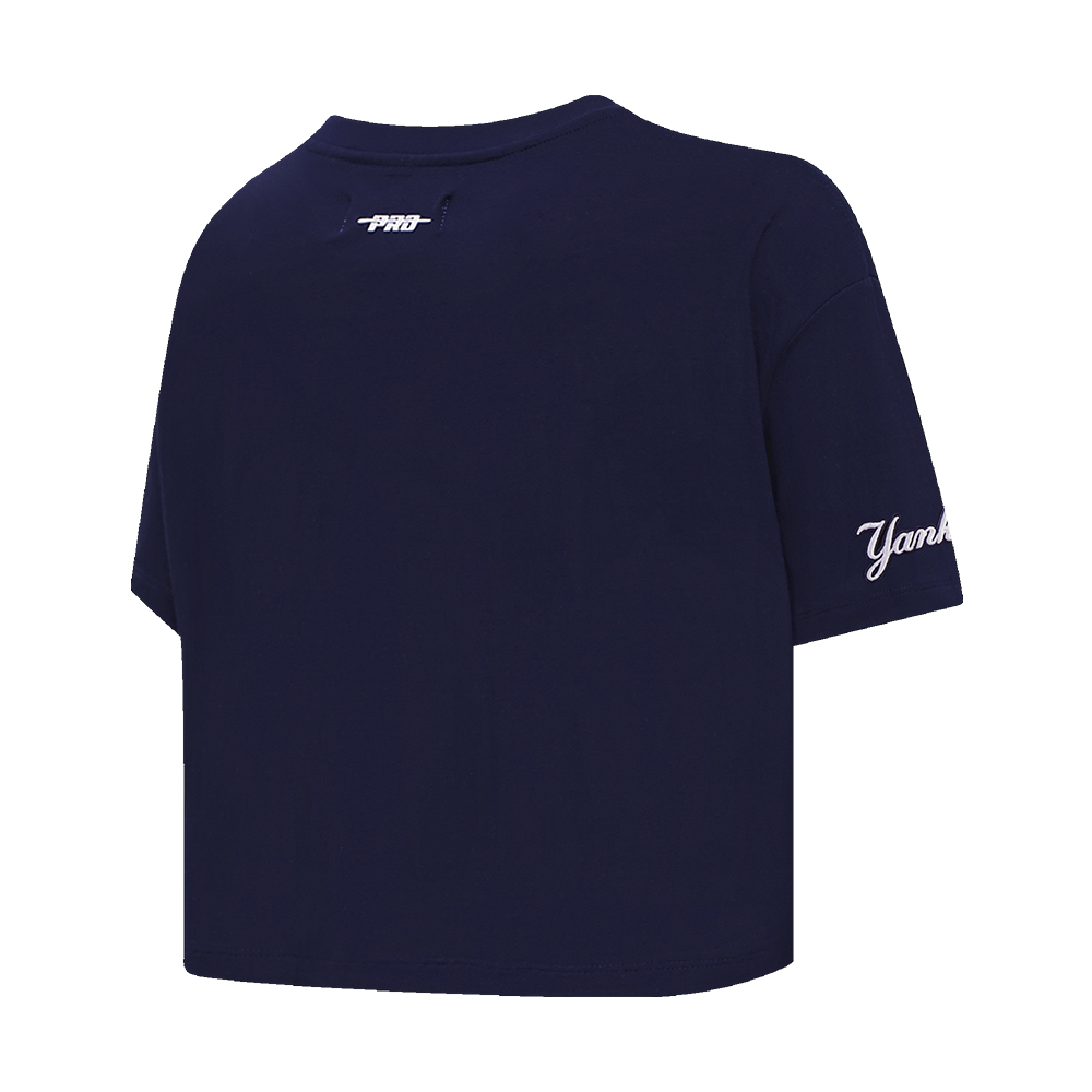 Yankees Embroidery Patch Crop Tee - Navy