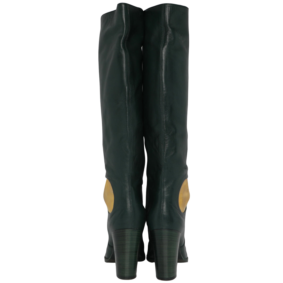 Sergio Rossi Hunter Green Smooth Leather Knee Riding Boots