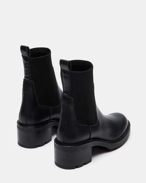 国内で当店のみ Hanqiaoriji - Chunky Leather Chelsea Boots Kiley Leather Chelsea Chunky Ankle Boots - Black – Mint Market