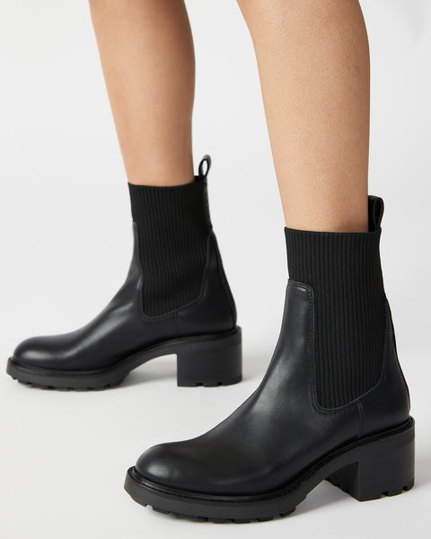 Kiley Leather Chelsea Chunky Ankle Boots - Black