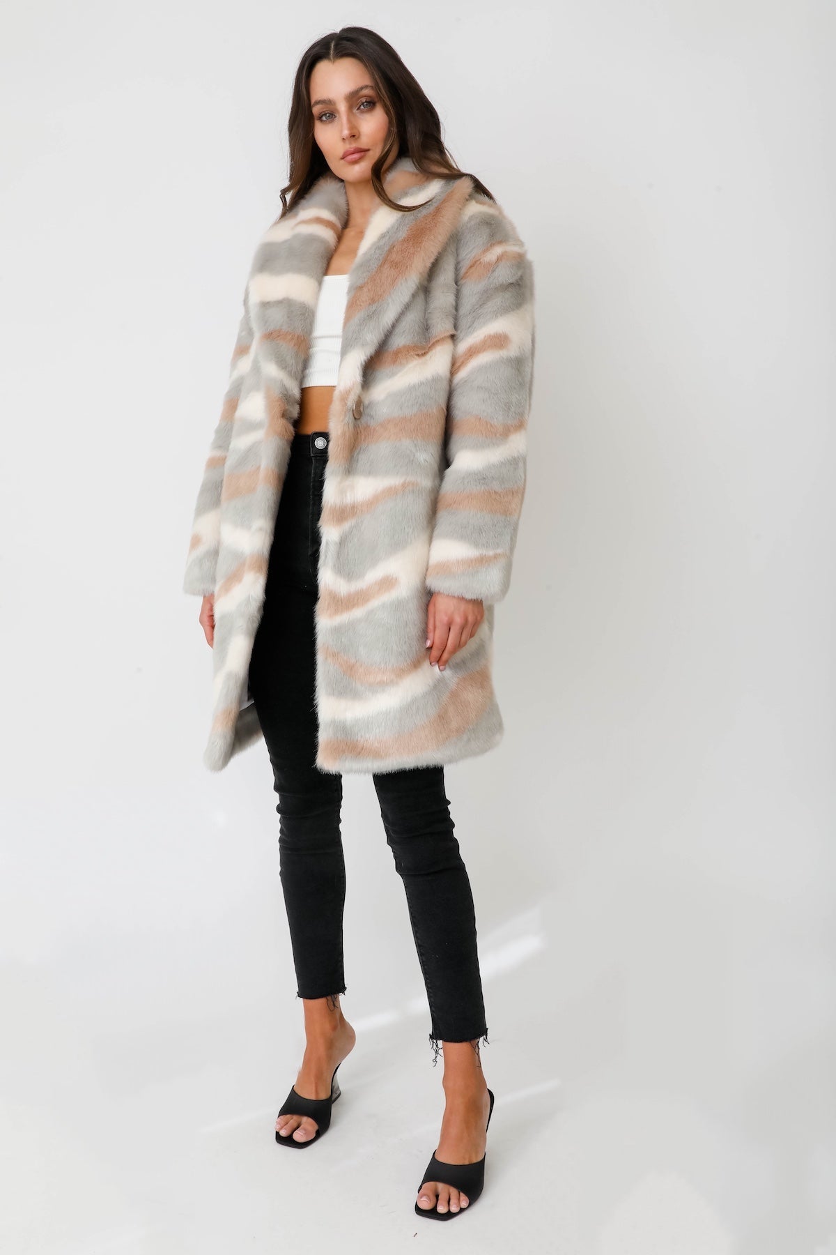 Hailey Marble Faux Fur Coat Jacket