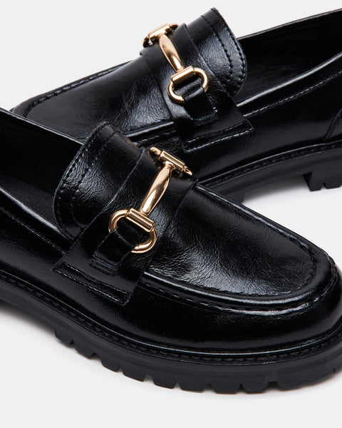 Steve Madden Mistor Penny Leather Lug Sole Loafers - Black