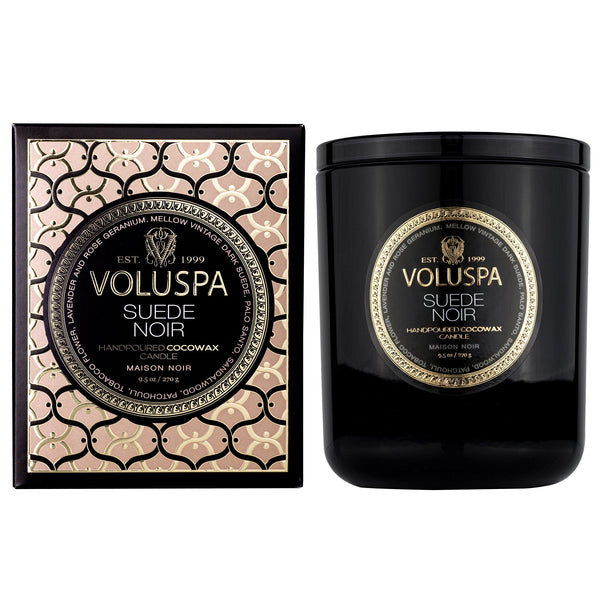Suede Noir Palo Santo Patchouli Classic 9.5oz Candle w/ Gift Box