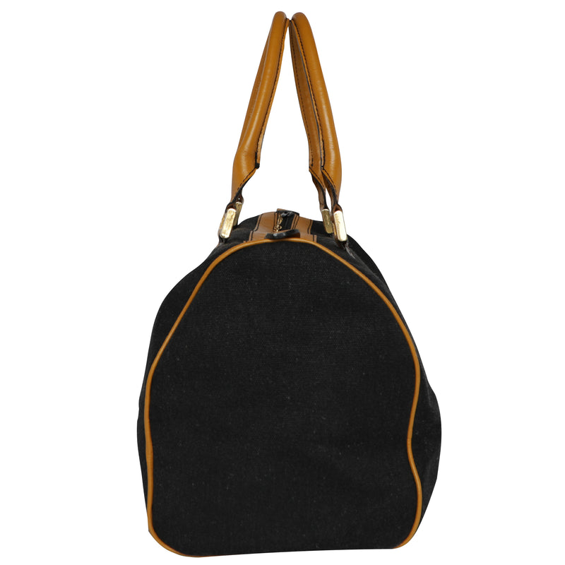 Black Valentino Canvas Leather Top Handle Bowler Duffle Bag