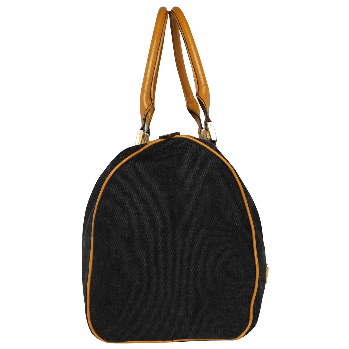 Black Valentino Canvas Leather Top Handle Bowler Duffle Bag