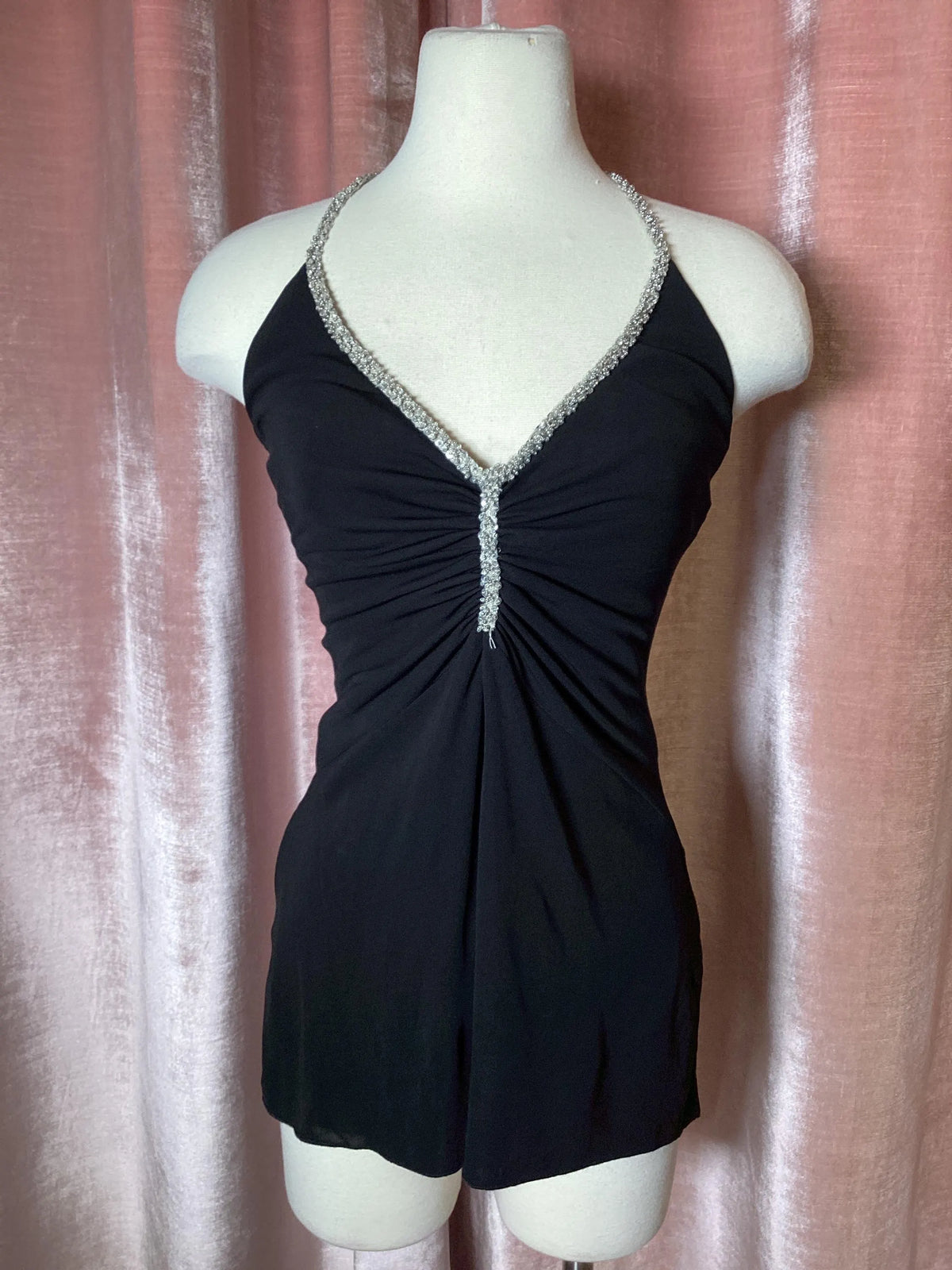 Vintage Y2K Mesh Sequin & Beaded Party Top small