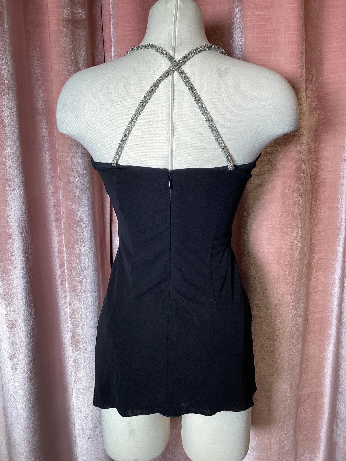Vintage Y2K Mesh Sequin & Beaded Party Top small
