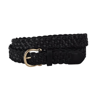 Braided Classic Leather Equestrian Belt - Black/Gold