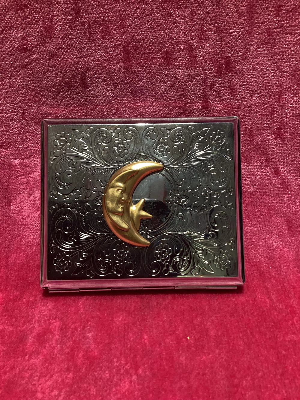 Vintage Moon and Star Metal Cigarette Case