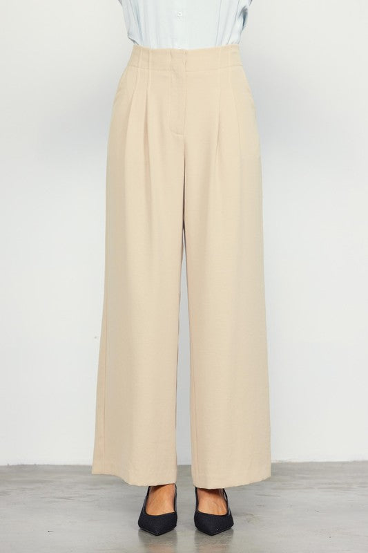 Corey Recyled Wide Leg Pants - Light Beige