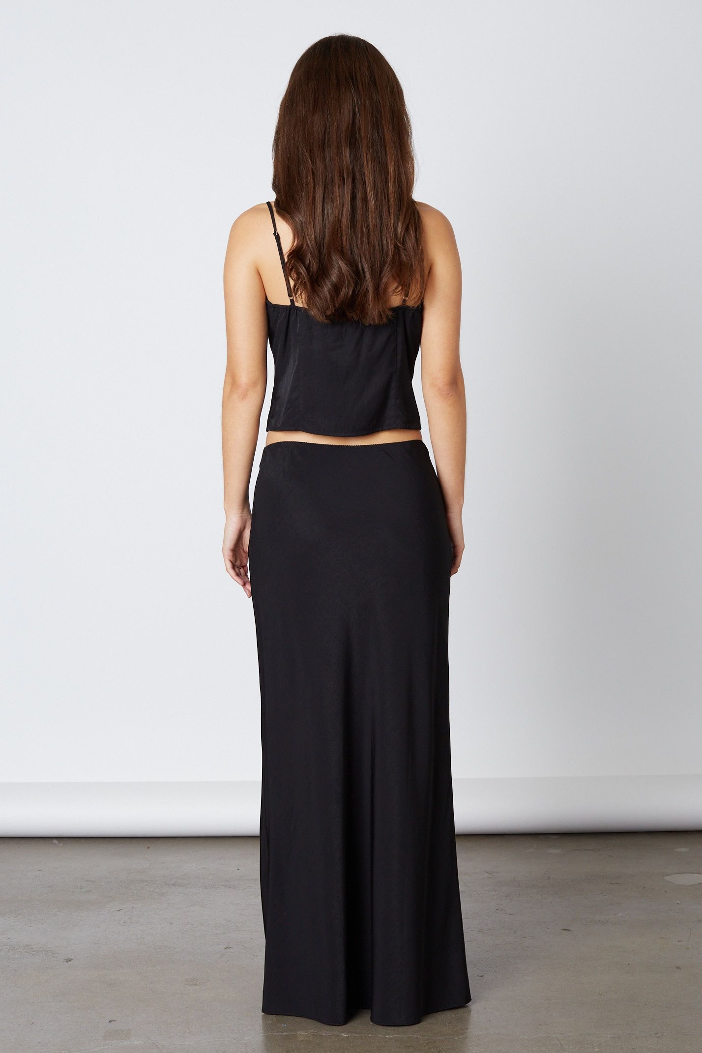 Cecile Bias Cut Midi Slip Skirt - Onyx – Mint Market