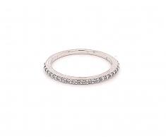 925 Sterling Silver CZ Pave White Gold Band Ring