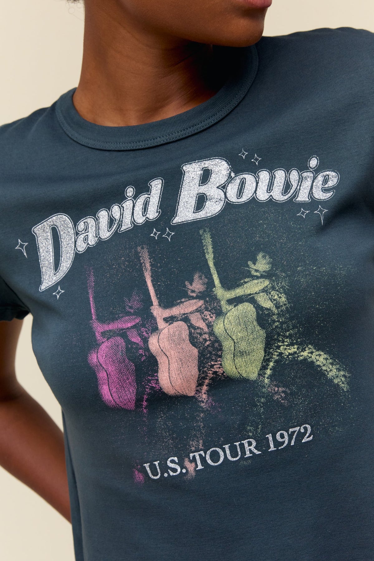 David Bowie Ziggy Stardust US Tour T Shirt 1972 Shrunken Tee lo