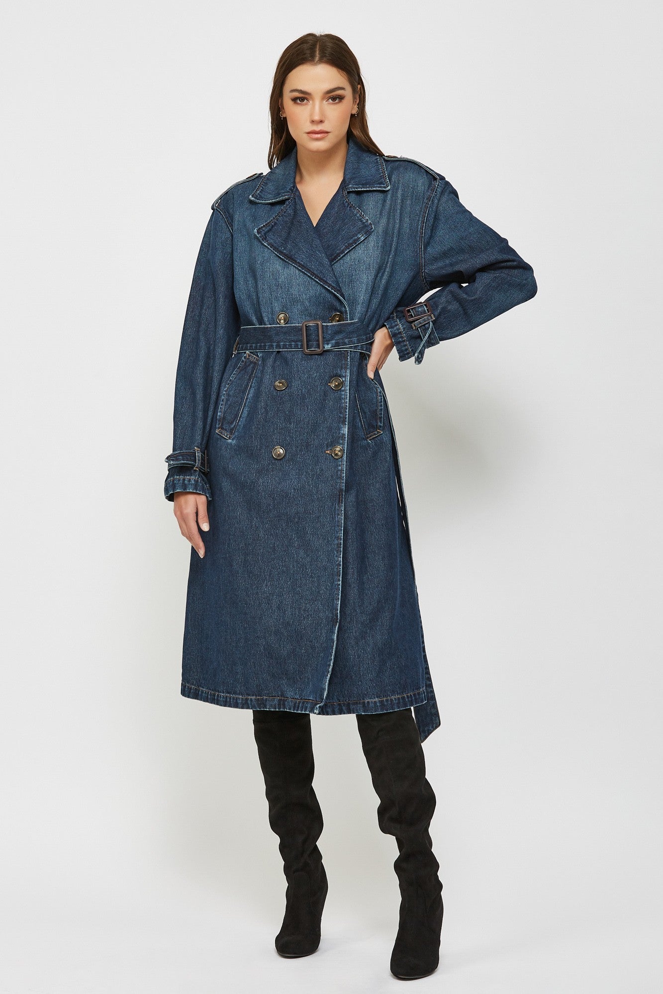 Devon Classic Denim Trench Coat - Dark Wash – Mint Market