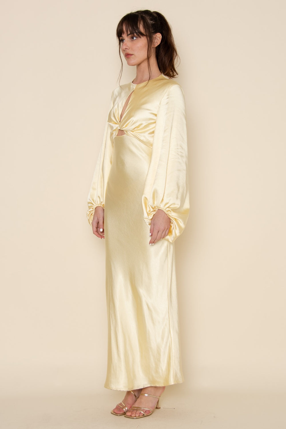 Denise Long Sleeve Satin Slip Maxi Dress