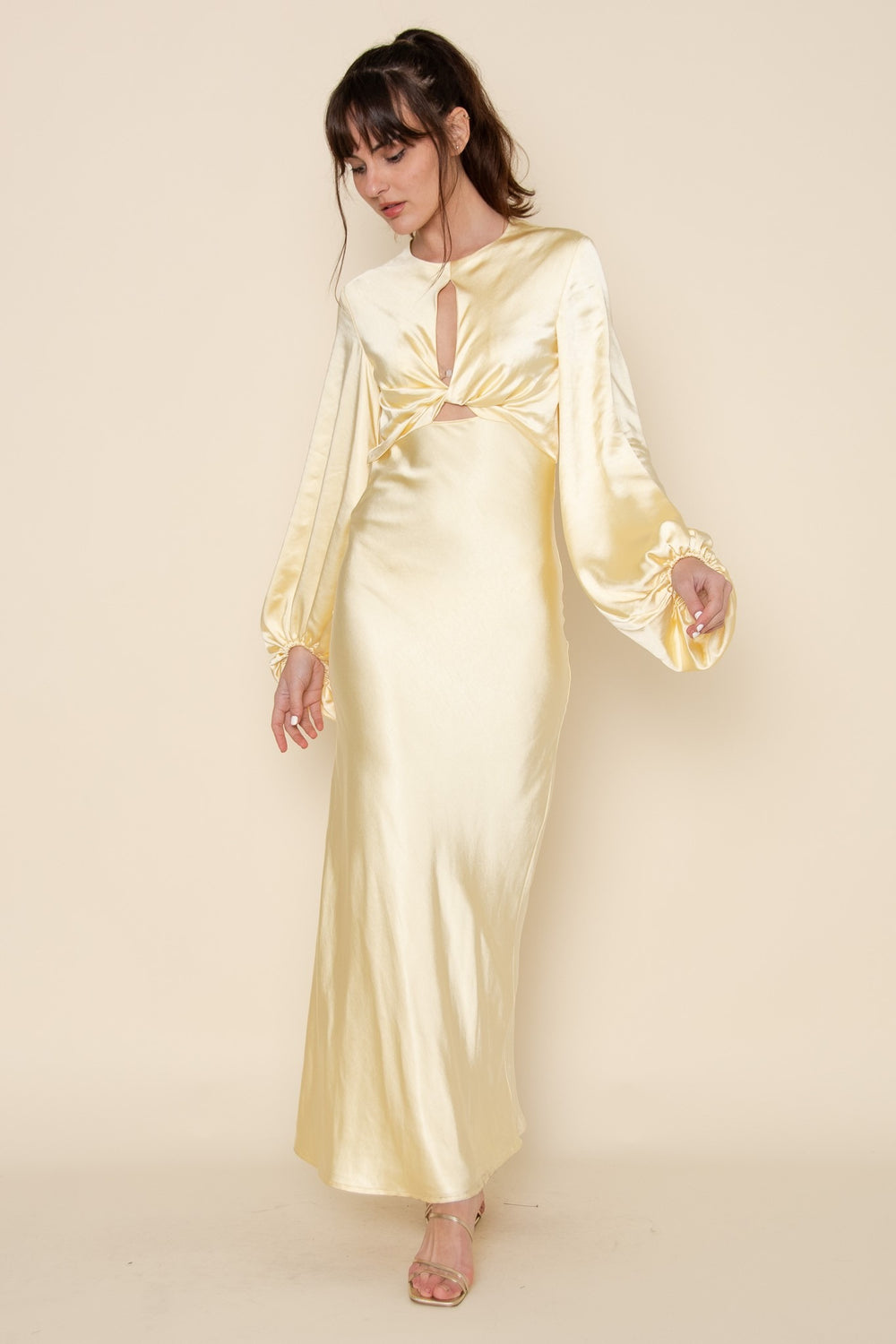 Denise Long Sleeve Satin Slip Maxi Dress