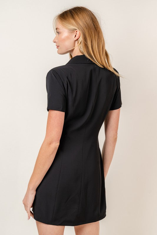 Serena Double-breasted Blazer Mini Dress - Black