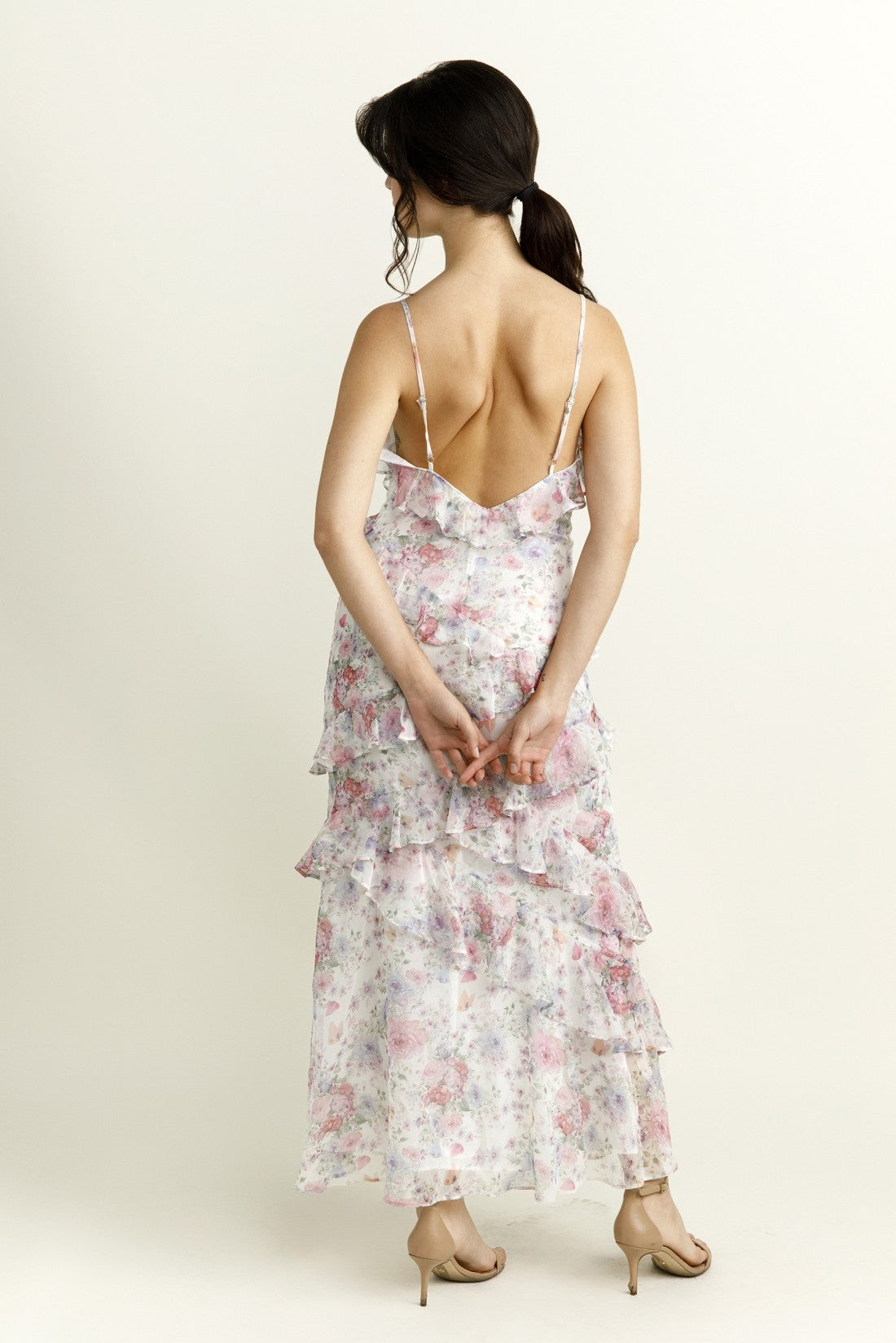 Leigh Floral Ruffle Chiffon Maxi Dress