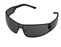 Flixton Y2K Matrix Style Metal Frame Sunglasses - Black/Black