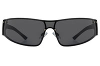 Flixton Y2K Matrix Style Metal Frame Sunglasses - Black/Black