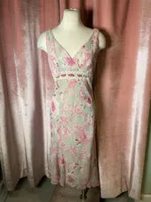 Vintage Y2K Ruby Rox Floral Lace Trim Slip Handkerchief Midi Dress