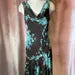 Vintage Y2K Floral Print Beaded Cowl Neck Sheer Handkerchief Midi Dress