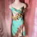 Vintage Rubber Ducky Emerald Dream Sculpture Flower Applique Midi Dress